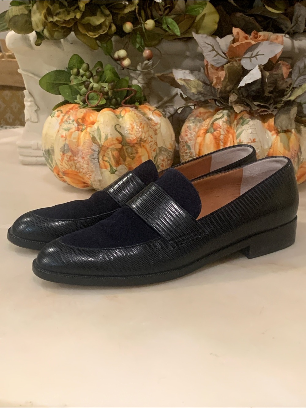 Robert clergerie Black textured lizard-embossed leather and a suede vamp 9 AA